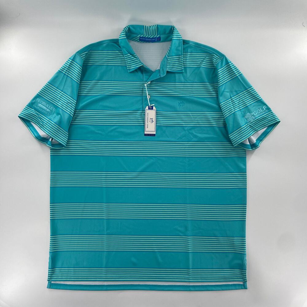 Southern Tide Shirt Adult 2XL Blue Polo Tide To Trail Golf Greenville Mens NEW